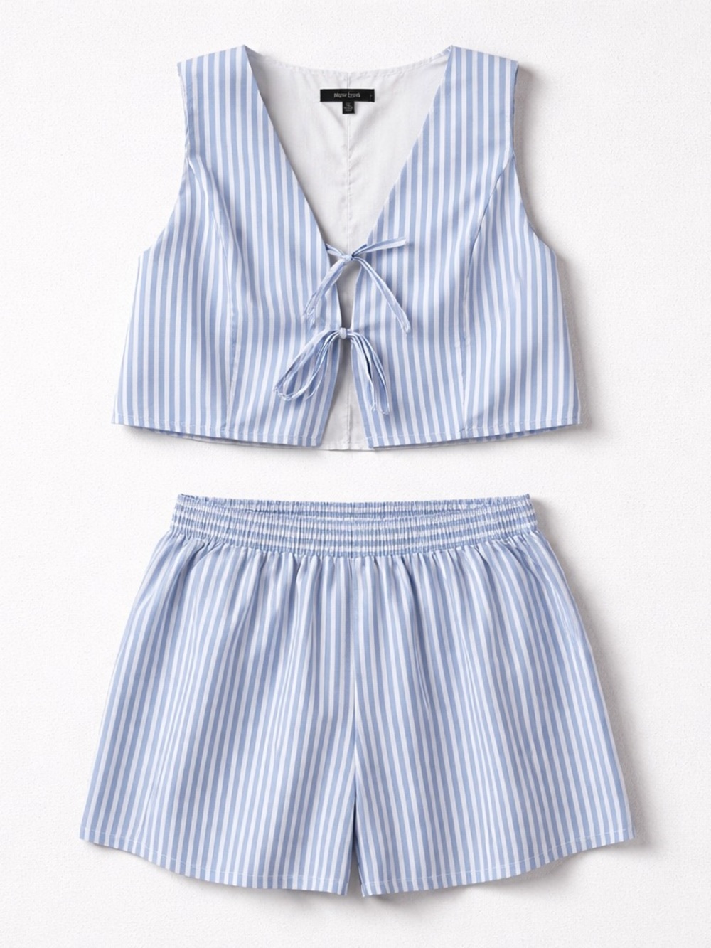 New Look Blue & White Striped Tie-Front Short Set